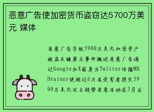 恶意广告使加密货币盗窃达5700万美元 媒体 恶意广告使加密货币盗窃达5700万美元 媒体