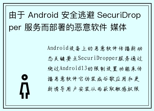 由于 Android 安全逃避 SecuriDropper 服务而部署的恶意软件 媒体 由于 Android 安全逃避 SecuriDropper 服务而部署的恶意软件 媒体